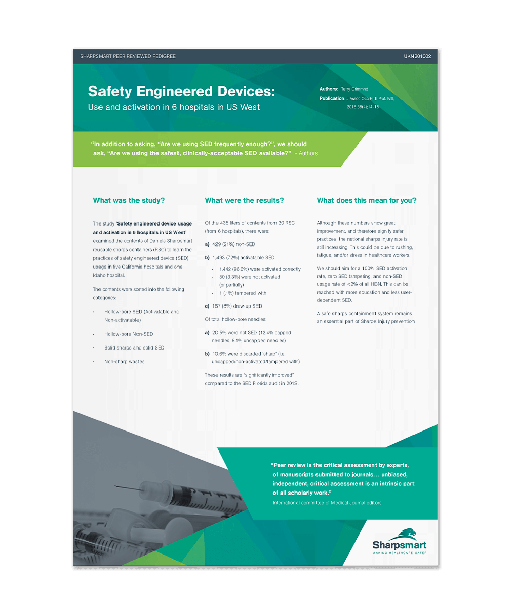 PR Study Safety Engineered Device Usage and Activation in 6 Hospitals