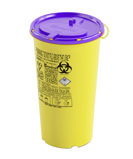 1 Litre Disposable Cytotoxic Sharps Container