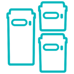 Blue outline icon of different containers