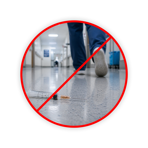 Syringe on Floor Circle Images DANUKW261013